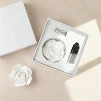 Diffuseur d'huiles essentielles en céramique en forme de rose blanche parfumée pour la maison, désodorisant de voiture en plâtre aromatique, vente en gros