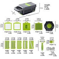 Picador de Verduras Multifuncional 16 en 1, Recipiente de Acero Inoxidable, Accesorio de Cocina Duradero para Uso Doméstico, Gran Venta