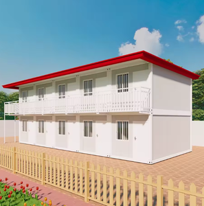 Dormeau modulaire à deux étages en conteneurs avec toit rouge et balcons pour l'hébergement du personnel et les logements collectifs - Product Image 3