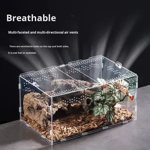 Sürüngen Teraryumu Yetiştirme Tankı Akrilik Kertenkele Besleme Kutusu Yüksek Şeffaflık Kolay Montaj Havalandırma UV Sıcaklığa Dayanıklı - Product Image 2