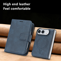 Étui de téléphone magnétique à rabat en cuir PU de style professionnel pour iPhone Duo avec protection à 360° °   Coinss de protection anti-chute avec coussin d'air, blocage RFID