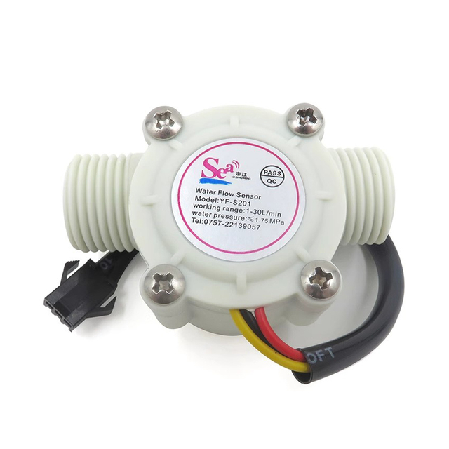 YF-S201 Water Flow Sensor DC 3.5~24V 1-30L/min G1/2 Interface Flowmeter Hall Flow Sensor for Water Heater Water Dispenser White