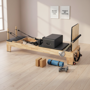 Reformer de Pilates professionnel en chêne, design silencieux et antidérapant, équipement multifonctionnel et durable pour le <span class=keywords><strong>yoga</strong></span>, la remise en forme et les studios <span class=keywords><strong>Alice</strong></span> JM001 - Product Image 1