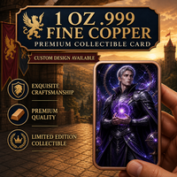 Carte de collection fantaisie en cuivre fin .999 de 1 oz, portrait personnalisé de Mage Royal, blason Griffon, cadeau commémoratif, vente en gros