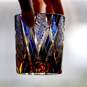 Vaso de Whisky Negro Tallado a Mano Estilo Edo Kiriko, 8.5 oz, Vidrio Azul Ámbar para Old Fashioned, Bourbon, Scotch, Caja de Regalo para Bar en Casa - Product Image 6