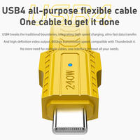 Cable de Datos USB4 de 240W Tipo C a Tipo C, 40Gbps, Carga Rápida, Cable FPC Corto con Llavero para Laptop y Teléfono