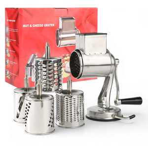 <span class=keywords><strong>Râpe</strong></span> à fromage manuelle en acier inoxydable, moulin à manivelle pour cuisine avec 5 lames interchangeables pour légumes, noix et pommes de terre - Product Image 1