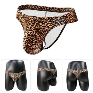 Adannu Brand <span class=keywords><strong>String</strong></span> sans couture Sous-vêtements <span class=keywords><strong>pour</strong></span> hommes Lingerie sexy avec motif imprimé léopard Tissu tricoté - Product Image 3