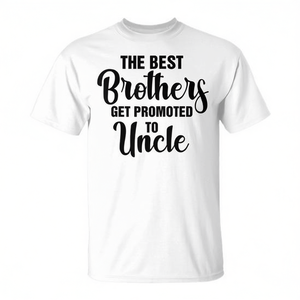 Camiseta Clásica Gris de Manga Corta con Estampado de Letras 'Los Mejores Hermanos Anunciados como Tios' para Anuncio de Bebé - Product Image 1