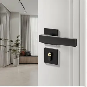 Satin Nickel Dummy Lock Closet Square Little Room Door Lever Handle Dummy Closet Handle Door Lock Set