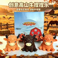Boîte mystère de 15 cm (5,91 po) – Jouet Squishy géant Vache des Highlands à remontée lente, jouet sensoriel anti-stress à presser