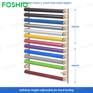 Foshio en bois 6 paires de film de rail coulissant sans tige porte-rouleau d'emballage et support en bois