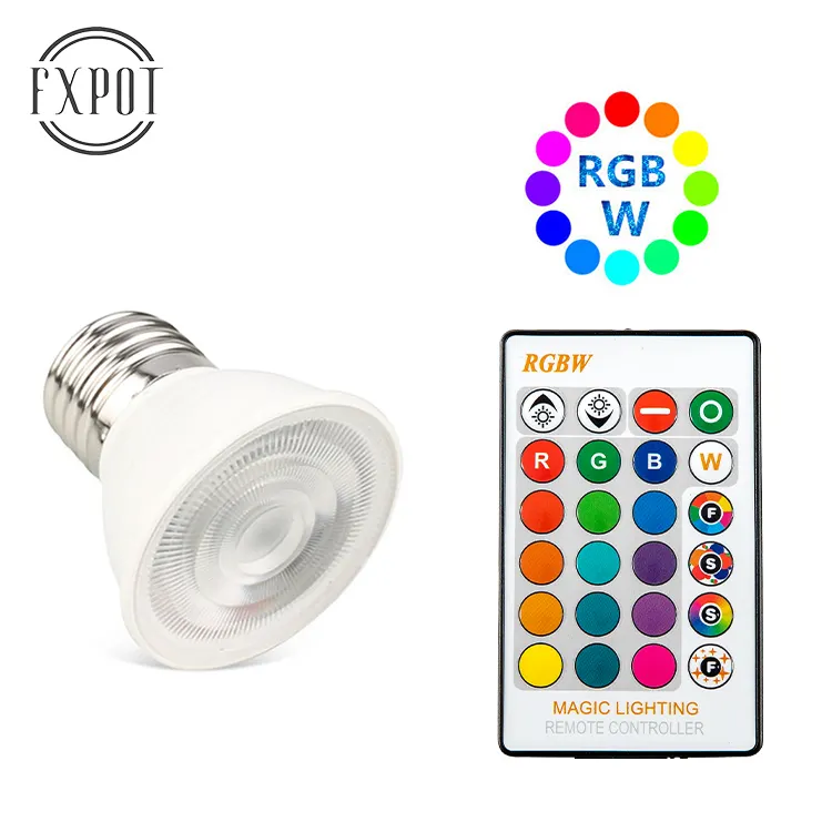 FXPOT Smart Led Spotlight High Quality RGB Led Light Bulb Dimmable Color Change Lamp E27 Spotlight With IR Remote Control