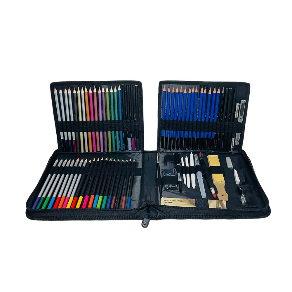 GF-Juego de lápices de colores para bocetos, lápices portátiles de dibujo para niños, adultos y artistas, 83 Uds.