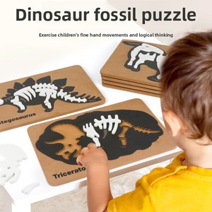 Creative 3D Wooden Assembly Game Multifunctional Educational Archaeology Puzzle Early Learning Dinosaur Fossil Cartoon <b>Toy</b> for - Product Image 3