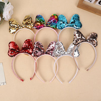 Serre-tête scintillant oreilles de souris pour enfants avec nœud pailleté fait main, haute qualité, unisexe, pour activités festives