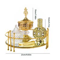 Nouvel ensemble de 4 brûleurs d'encens arabes plaqués or avec plateau en verre, brûleur d'encens du Moyen-Orient, ensemble de flacons de parfum, décoration de salon