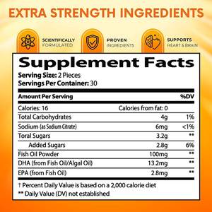 Oem <span class=keywords><strong>omega</strong></span>-<span class=keywords><strong>3</strong></span> שמן דגים תפוז גומות טעימות עם dha, epa תומך לב ובריאות המוח - Product Image 2