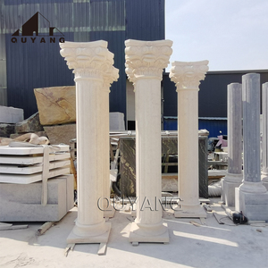 QUYANG, estilo europeo decorativo, diseño de construcción de lujo, Natural pilares redondos de piedra, columna romana de mármol blanco - Product Image 4
