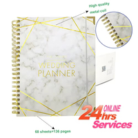 Agenda de mariage personnalisé avec couverture rigide dorée, reliure spirale, logo personnalisé, grammage de papier sur mesure, cadeau pour la mariée