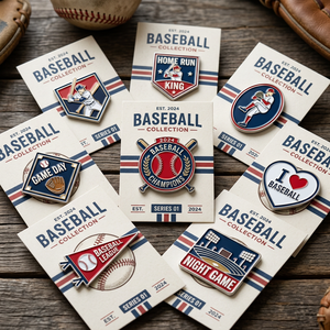 Distintivo Personalizzato in Metallo Placcato Oro con Logo, <span class=keywords><strong>Smalto</strong></span> Duro, Lega di Zinco Pressofusa, Forma Personalizzata, Spille Sportive da Baseball - Product Image 1