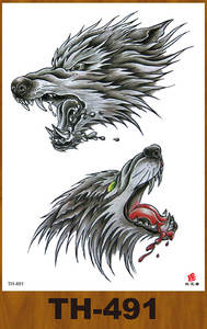 Venta caliente de moda Sexy Hungry Fierce Wolf Art colorido personalizado medio <span class=keywords><strong>brazo</strong></span> arte corporal impermeable <span class=keywords><strong>tatuaje</strong></span> temporal pegatinas - Product Image 3