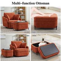 Mobilier de chambre à coucher en chenille nordique chaise d'appoint pivotante ensemble de canapé simple avec pouf
