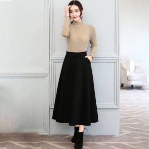 A-Line High Waist Midi Skirt Solid Color Mulberry Silk Women's Skirt Comfortable Spring Autumn Wear - Product Image 1