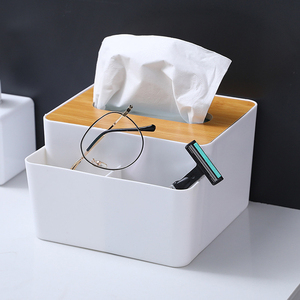 Meilleure vente de produits en ligne nouvelle boîte de rangement de bureau en plastique bambou pour la maison, organisateur de Table, boîte à mouchoirs, boîte de rangement de télécommande - Product Image 3