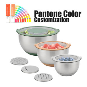 Juego de Tazones para Mezclar de Acero Inoxidable con Tapas Transparentes, Tazón para Servir Ensaladas Frías y Calientes, para Mezclar Crema, Uso en Restaurantes, Juegos a Bajo Precio - Product Image 4