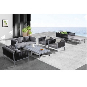 Ensemble de mobilier d'extérieur en aluminium hydrofuge pour jardin, patio et salon, avec cordes et verre, modèle Ds18107 - Product Image 1
