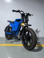 Vélo électrique à pneus larges bleus 20*4.0 pouces, moteur sans balais 500W, 48V16Ah, 7 vitesses, vélo tout-terrain avec suspension hydraulique pour adultes