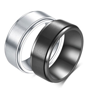 Anéis giratórios para homens, anéis de aço inoxidável pretos e simples, anéis criativos robustos de ansiedade para homens - Product Image 5