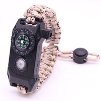 Vipera — Bracelet à cordon tactique, 7-en-1, grande boussole, LED, fonction d'urgence, lampe torche et fouet, système de survie