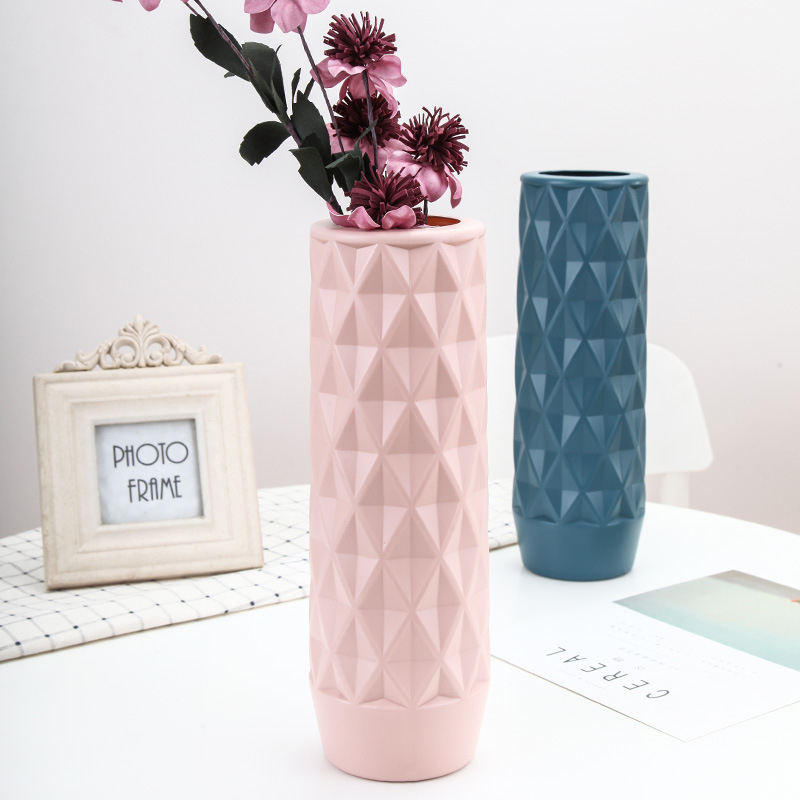 Plastic Origami Vase White Ceramic Flower