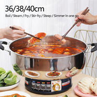 Poêles à frire électriques de 36/38/40 cm Casserole à vapeur multifonctionnelle antiadhésive pour la cuisson de marmites chaudes
