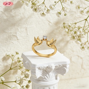 เครื่องประดับเฮงเตี้ยน แหวนโรแมนติกชุบทองคำ 18k ประดับเพชรซิคอนเกรด AAA รูปนกพิราบ ชุบทอง 18K สำหรับผู้หญิง ของขวัญสำหรับงานแต่งงานและงานปาร์ตี้ - Product Image 5