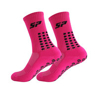 Chaussettes de football professionnelles antidérapantes en polyester/nylon à pois pour hommes, chaussettes de sport rembourrées respirantes personnalisées pour adultes, printemps