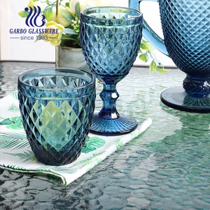 Bán buôn Brazil Nga nổi màu xanh cổ điển màu rắn thủy tinh uống Jug bình rượu cốc bát với khắc thiết kế - Product Image 3