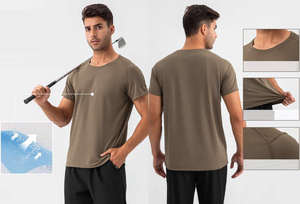 T-<span class=keywords><strong>shirt</strong></span> en coton nylon Spandex respirant peau douce t-shirts tenue de gymnastique équitation à pied hommes hauts à manches courtes col rond t-<span class=keywords><strong>shirt</strong></span> ample - Product Image 2