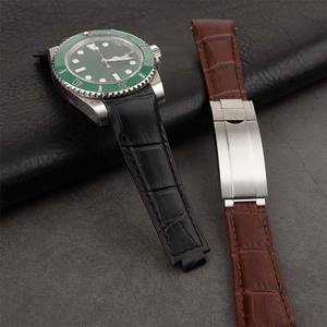 Correa de Repuesto de Piel de Becerro de Alta Calidad con Grabado de Caimán, MOQ Bajo, 20 mm, Extremo Curvo Suave, Borde Acolchado Rembordé para Marcas de Lujo - Product Image 2