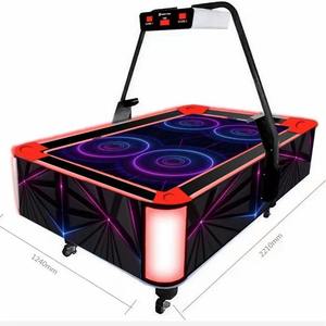 Peralatan permainan Arcade meja hoki udara biru menyala LED untuk hiburan keluarga untuk 6 + tahun Material elektronik koin Spanyol - Product Image 5