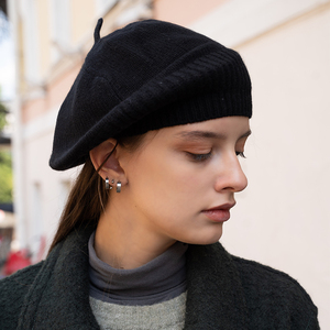 Cute Cheap Winter Knit 100% <strong>Cashmere</strong> Beret Hat <strong>Women</strong> Luxury Ny <strong>Beanie</strong> Caps Unisex With Custom logo-MZ43 - Product Image 4