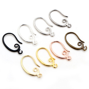 Crochets pour boucles d'oreilles pour la fabrication de <span class=keywords><strong>bijoux</strong></span> DIY, fils d'oreilles en métal plaqué motif spirale et feuille, multicolores (10 pièces/paquet) - Product Image 2