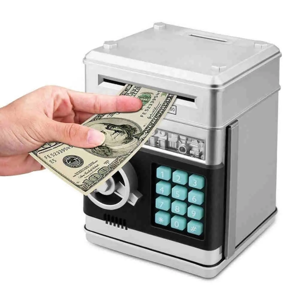 Electronic Piggy Bank ATM Password Money Box Cash Coins Saving Box ATM Bank Safe Box Depósito Automático Banknote Christmas Gift