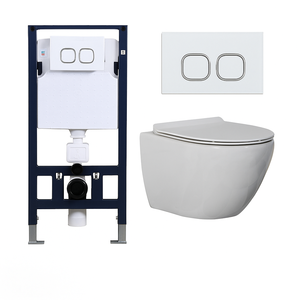 European Sanitary Ware Suite Matte <strong>Black</strong> Wall Hung <strong>Toilet</strong> and Ceramic Bidet Wall Mount Commode Bidet Set - Product Image 5
