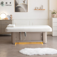Nouvelle table de massage électrique ShiLu Factory en acier inoxydable moderne avec tête motorisée 1/2, mobilier de salon de beauté en cuir PU et bois