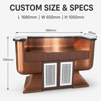 Comptoir de bar compact moderne en acier inoxydable sur mesure, couleur or rose, pour petit salon, studio, appartement, cuisine
