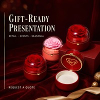 Boîte de présentation de bijoux souvenirs floraux, boîte ronde transparente avec dôme pour les distributeurs de cadeaux de mariage et d'anniversaire