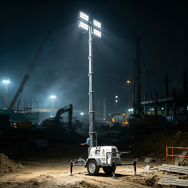 Long Endurance Diesel Solar DC RGB LED Light Tower with Rechargeable Battery Portable Design